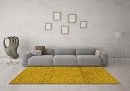 Machine Washable Abstract Yellow Modern Rug in a Living Room, wshabs1664yw
