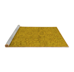 Sideview of Machine Washable Abstract Yellow Modern Rug, wshabs1664yw