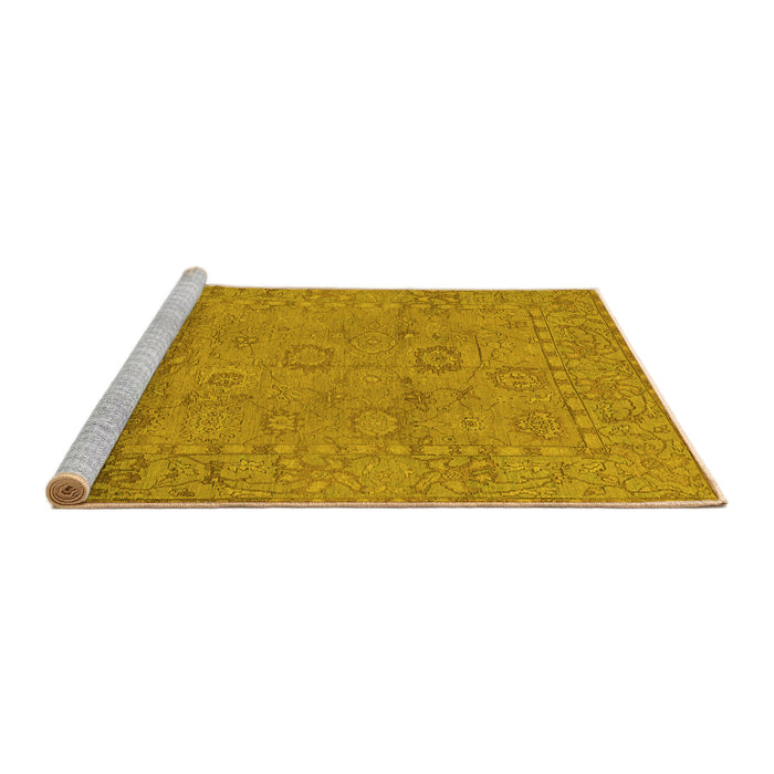 Sideview of Machine Washable Abstract Yellow Modern Rug, wshabs1664yw