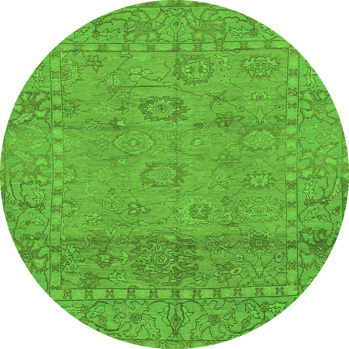 Round Machine Washable Abstract Green Modern Area Rugs, wshabs1664grn