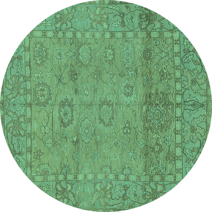Round Machine Washable Abstract Turquoise Modern Area Rugs, wshabs1664turq