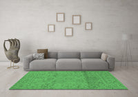 Machine Washable Abstract Emerald Green Modern Rug, wshabs1664emgrn