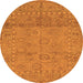 Round Machine Washable Abstract Orange Modern Area Rugs, wshabs1664org