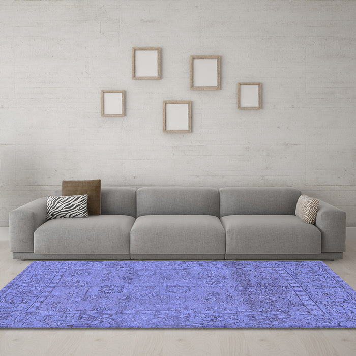 Machine Washable Abstract Blue Modern Rug in a Living Room, wshabs1664blu