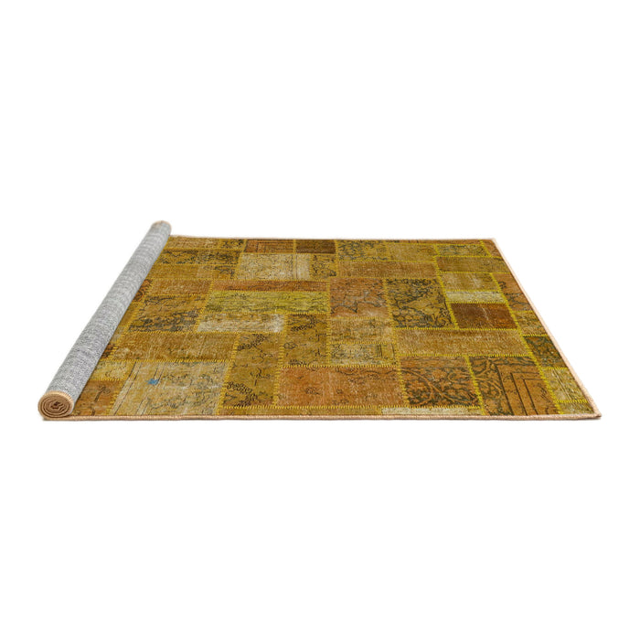 Sideview of Machine Washable Abstract Yellow Rug, wshabs1665