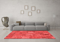 Machine Washable Patchwork Red Transitional Rug, wshabs1665red