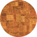 Round Patchwork Orange Transitional Rug, abs1665org