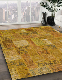 Abstract Yellow Patchwork Rug, abs1665