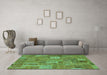 Machine Washable Patchwork Turquoise Transitional Area Rugs in a Living Room,, wshabs1665turq