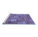 Sideview of Machine Washable Patchwork Blue Transitional Rug, wshabs1665blu