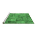 Sideview of Machine Washable Patchwork Emerald Green Transitional Area Rugs, wshabs1665emgrn