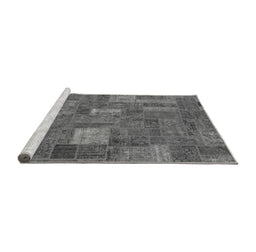 Sideview of Machine Washable Patchwork Gray Transitional Rug, wshabs1665gry