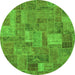 Round Patchwork Green Transitional Rug, abs1665grn