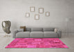 Machine Washable Patchwork Pink Transitional Rug in a Living Room, wshabs1665pnk