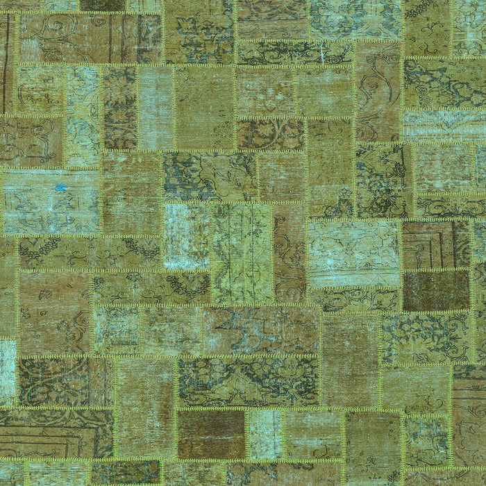 Square Machine Washable Patchwork Light Blue Transitional Rug, wshabs1665lblu