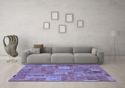 Machine Washable Patchwork Blue Transitional Rug in a Living Room, wshabs1665blu