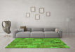 Machine Washable Patchwork Green Transitional Area Rugs in a Living Room,, wshabs1665grn