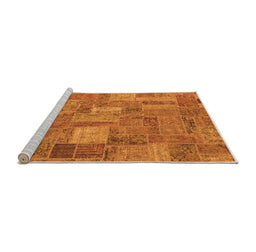 Sideview of Machine Washable Patchwork Orange Transitional Area Rugs, wshabs1665org