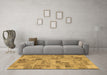 Machine Washable Abstract Brown Modern Rug in a Living Room,, wshabs1666brn