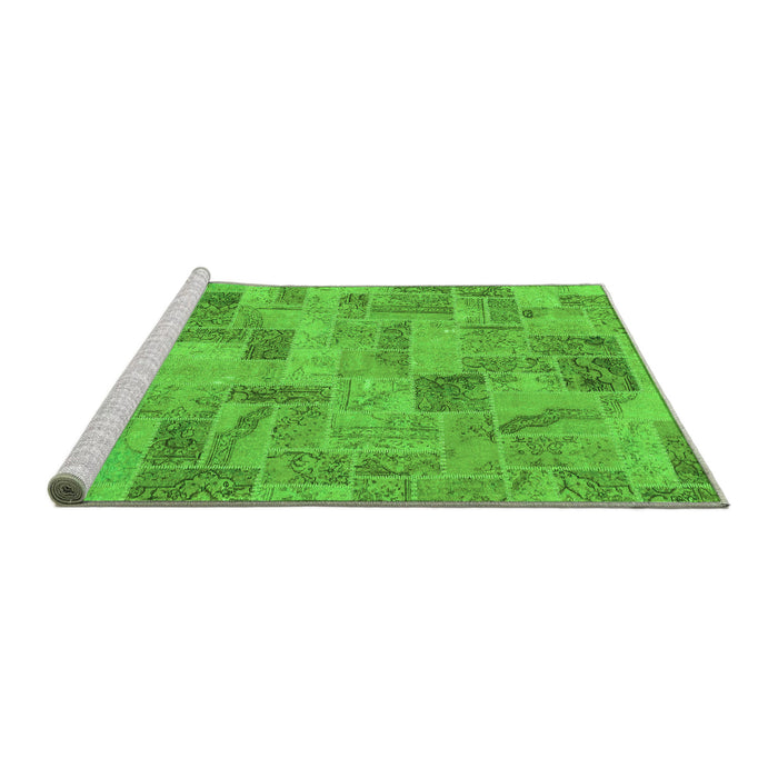 Sideview of Machine Washable Abstract Green Modern Area Rugs, wshabs1666grn