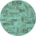 Round Machine Washable Abstract Light Blue Modern Rug, wshabs1666lblu