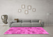 Machine Washable Abstract Pink Modern Rug in a Living Room, wshabs1666pnk