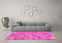 Machine Washable Abstract Pink Modern Rug, wshabs1666pnk