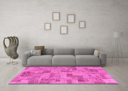 Machine Washable Abstract Pink Modern Rug in a Living Room, wshabs1666pnk