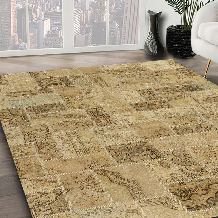 Abstract Light Brown Modern Rug in Family Room, abs1666