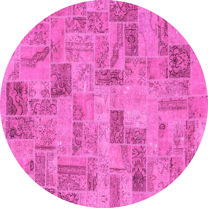 Round Abstract Pink Modern Rug, abs1666pnk