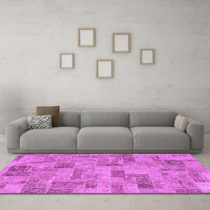 Machine Washable Abstract Purple Modern Area Rugs in a Living Room, wshabs1666pur