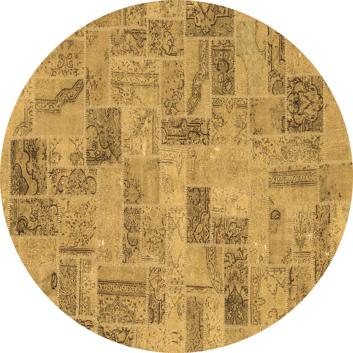 Round Abstract Brown Modern Rug, abs1666brn