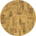 Round Abstract Brown Modern Rug, abs1666brn