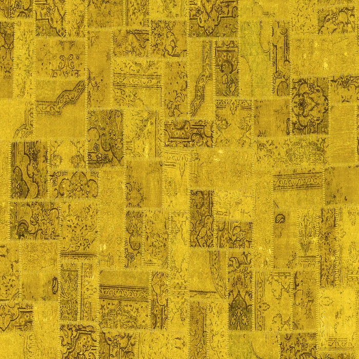 Square Abstract Yellow Modern Rug, abs1666yw