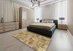 Abstract Light Brown Modern Rug in a Bedroom, abs1666