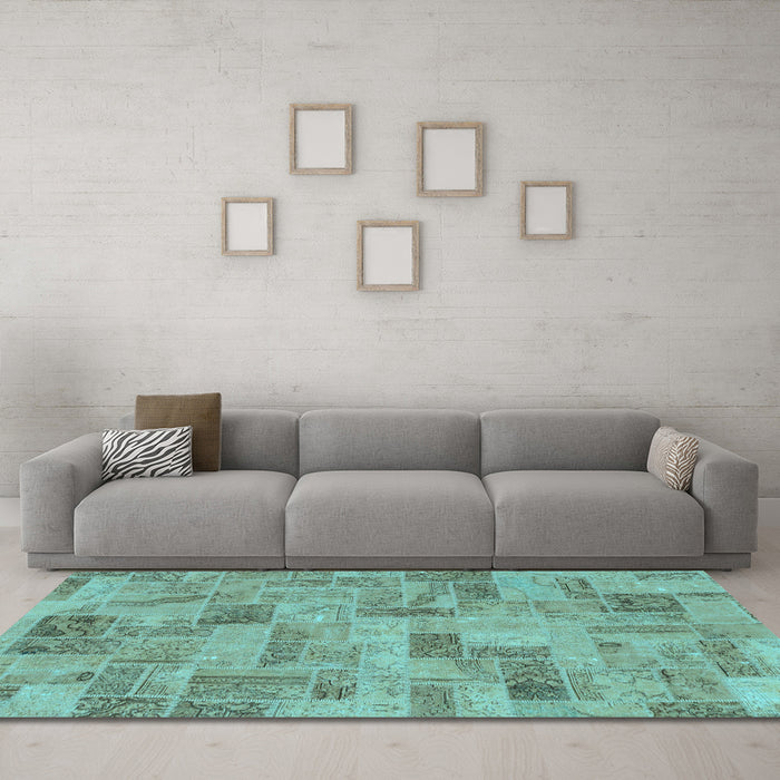 Machine Washable Abstract Light Blue Modern Rug in a Living Room, wshabs1666lblu