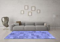 Machine Washable Abstract Blue Modern Rug, wshabs1666blu