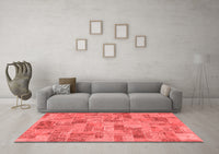 Machine Washable Abstract Red Modern Rug, wshabs1666red