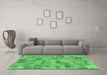 Machine Washable Abstract Emerald Green Modern Area Rugs in a Living Room,, wshabs1666emgrn