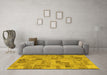 Machine Washable Abstract Yellow Modern Rug in a Living Room, wshabs1666yw