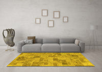 Machine Washable Abstract Yellow Modern Rug, wshabs1666yw