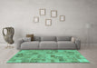 Machine Washable Abstract Turquoise Modern Area Rugs in a Living Room,, wshabs1666turq