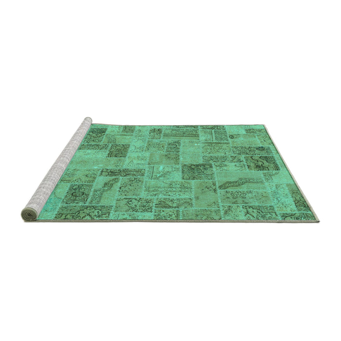 Sideview of Machine Washable Abstract Turquoise Modern Area Rugs, wshabs1666turq