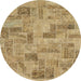 Round Abstract Light Brown Modern Rug, abs1666