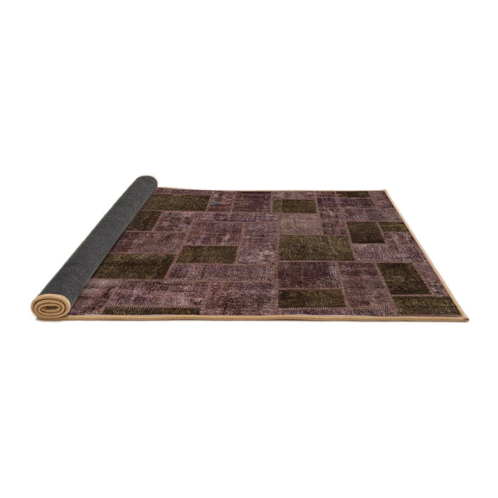 Sideview of Abstract Bakers Brown Patchwork Rug, abs1667