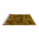 Sideview of Machine Washable Patchwork Yellow Transitional Rug, wshabs1667yw