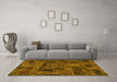 Machine Washable Patchwork Yellow Transitional Rug in a Living Room, wshabs1667yw