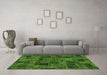 Machine Washable Patchwork Green Transitional Area Rugs in a Living Room,, wshabs1667grn