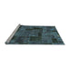 Sideview of Machine Washable Patchwork Light Blue Transitional Rug, wshabs1667lblu