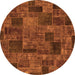 Round Patchwork Orange Transitional Rug, abs1667org